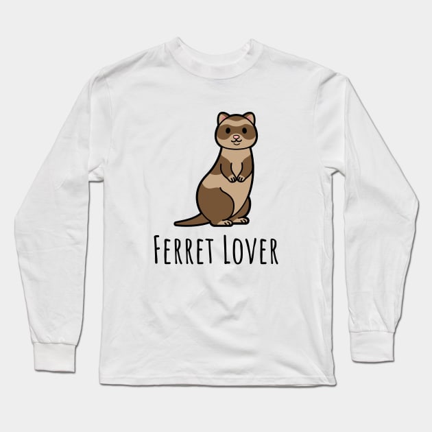 Ferret Lover Cute Comic Animal Long Sleeve T-Shirt by BlueTodyArt